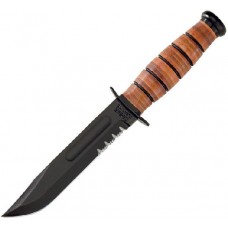 Нож Ka-Bar 1252 Short USMC сталь 1095 серрейтор рукоять кожа
