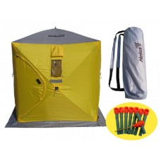 Палатка Helios куб 1.8х1.8 зимняя желтый/серый