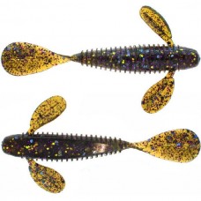 Приманка Ouzo виброхвост Goby 10,1см 26 black gold flake 6шт